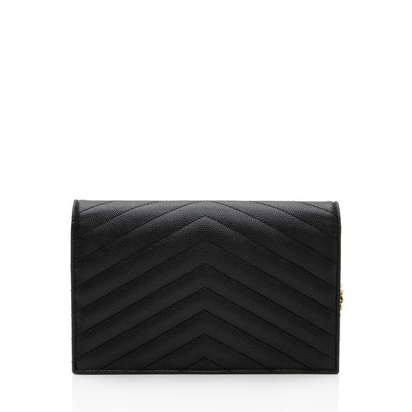 Saint Laurent Matelasse Grain de Poudre Monogram Envelope Chain Wallet - Picture 3 of 14